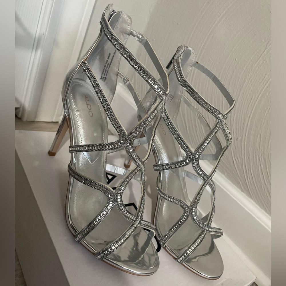 Aldo Open toe Strapy Heels. Bronze and/or Silver. Both size 9